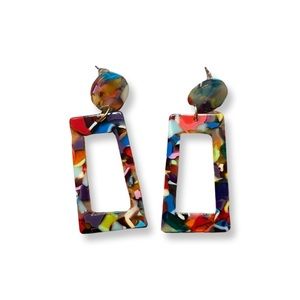 NWOT acrylic multi-colored, statement earrings